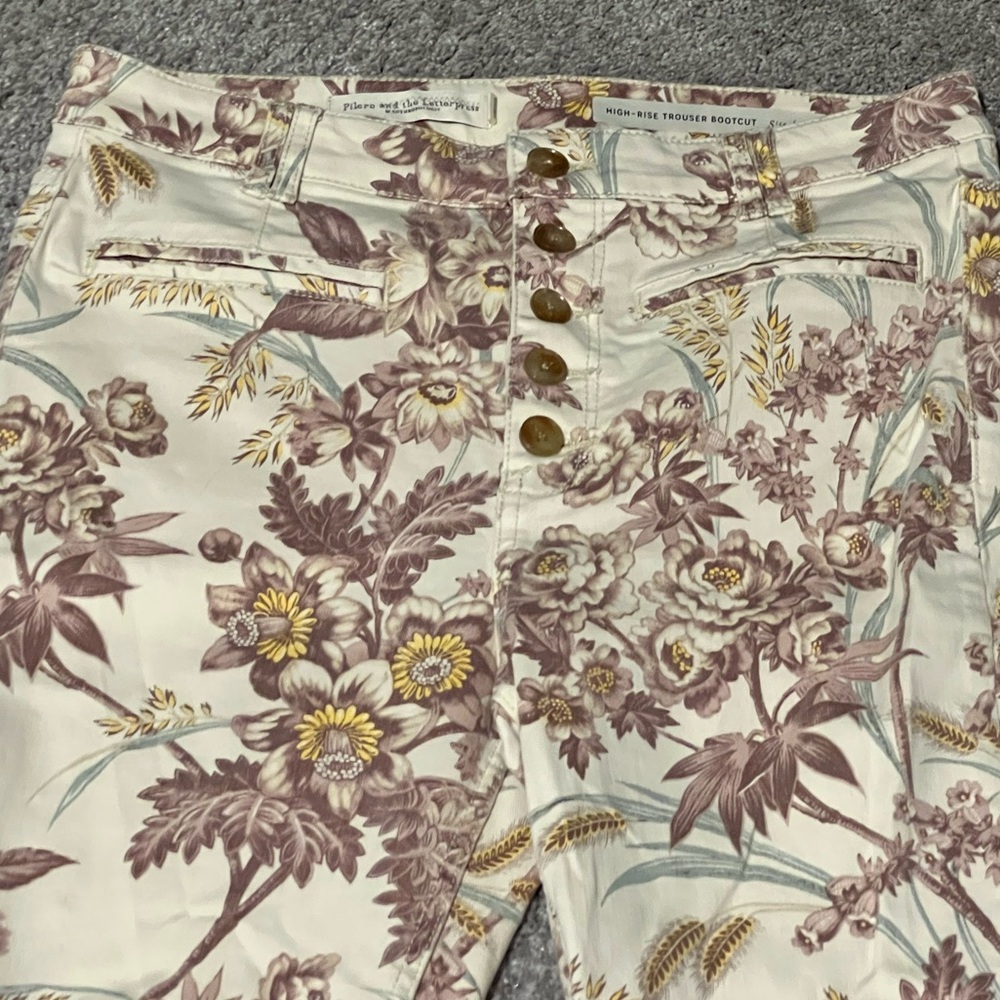 Anthropologie Pilcro & The Letterpress The High Rise Trouser Bootcut Floral Sz30 - Picture 2 of 13